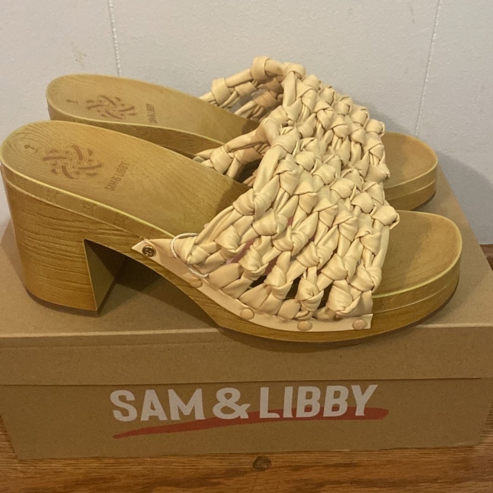 Sam & Libby Women's Eggshell Carina Knotted Mule Sandals 9 NIB
